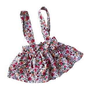 River + Jax Suspender Skirt - Colorful Floral - Red Pink Orange Green - 12M